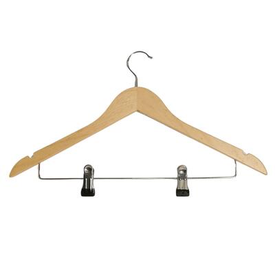 100 Wooden Hangers with Clamps ECO